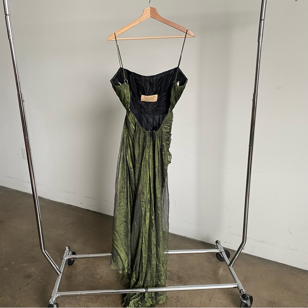 Maria Lucia Hohan Olive Green Spaghetti Strap Midi Dress - Picture 9 of 17